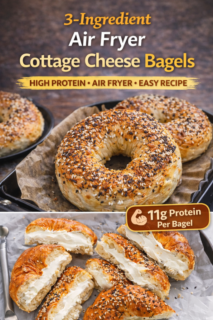 3-Ingredient Air Fryer Cottage Cheese Bagels – High-Protein Recipe 2 Cottage Cheese Bagels