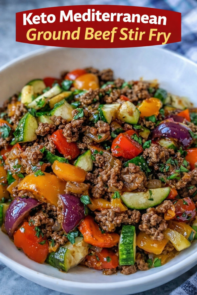 Keto Mediterranean Ground Beef Stir Fry
