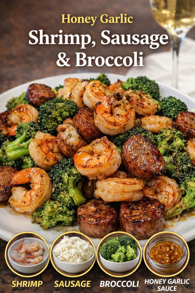 Honey Garlic Shrimp Sausage Broccoli