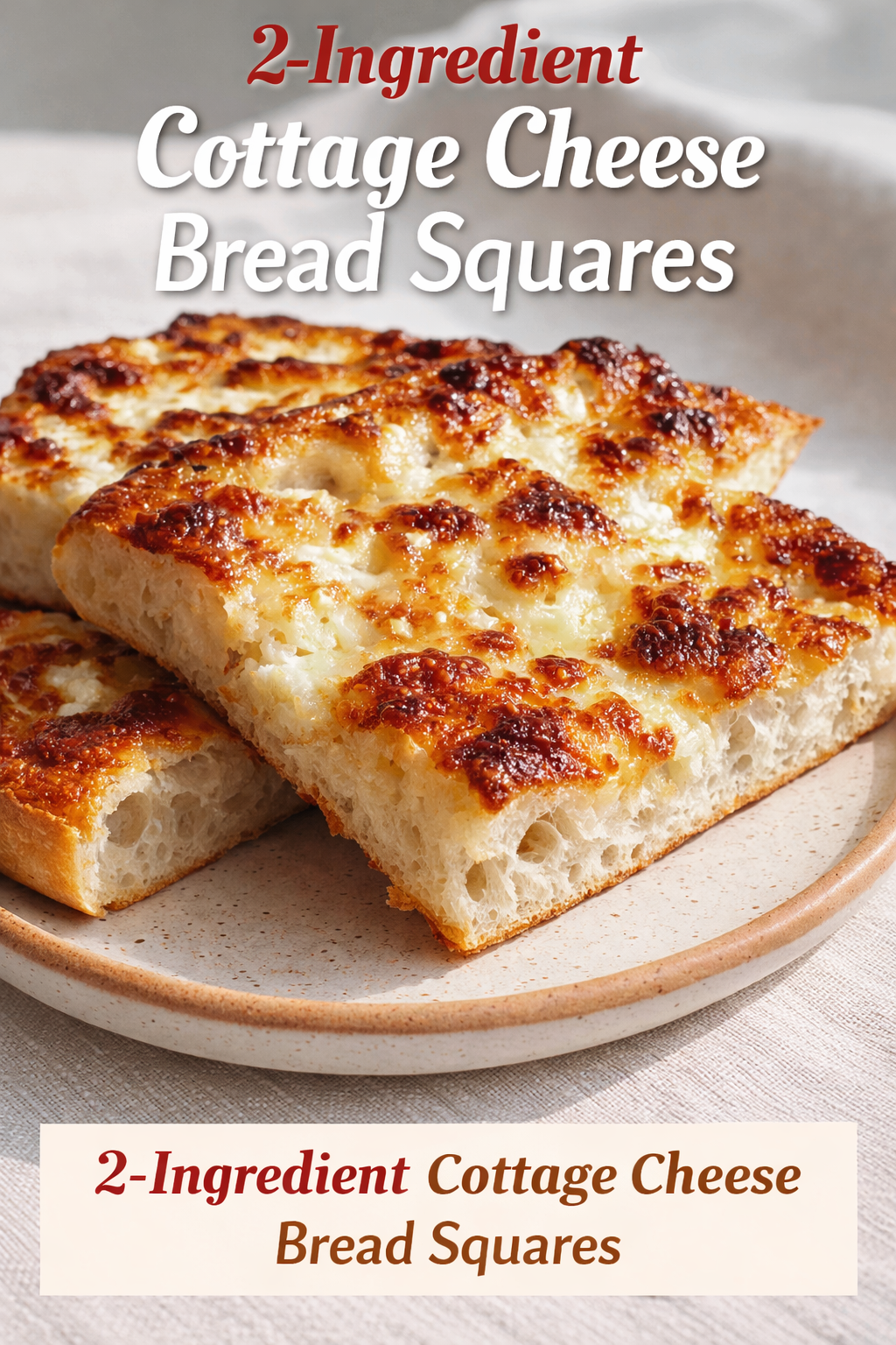 Viral 2-Ingredient Cottage Cheese Bread Squares