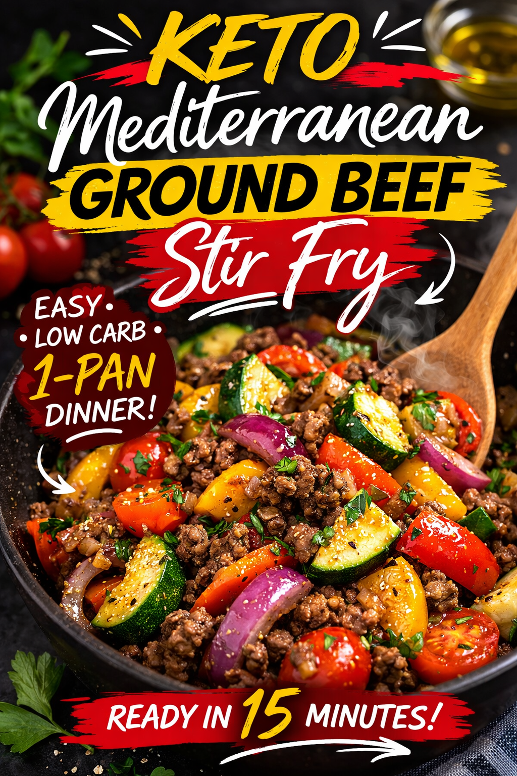 Keto Mediterranean Ground Beef Stir Fry